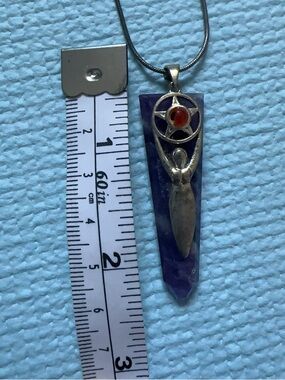 Amethyst Goddess Pendant Necklace with Red Accent